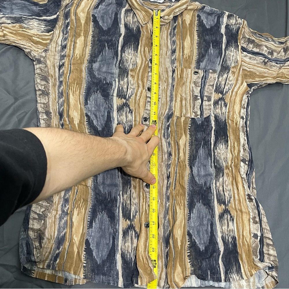 Gabicci Shirt Men’s Large Short Sleeve Button Up All Over Multicolor Abstract - Picture 7 of 8